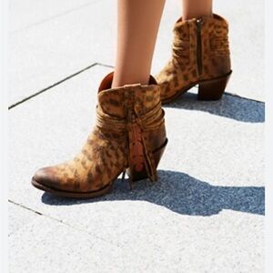 Lucchese Tan Leopard Ankle Boots